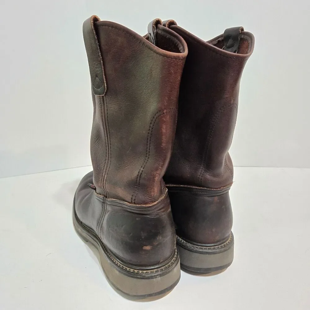 Mens Thorogood Dark Brown Leather Pull On Work Boots Sz 8.5 D 814-4222 USA Biker